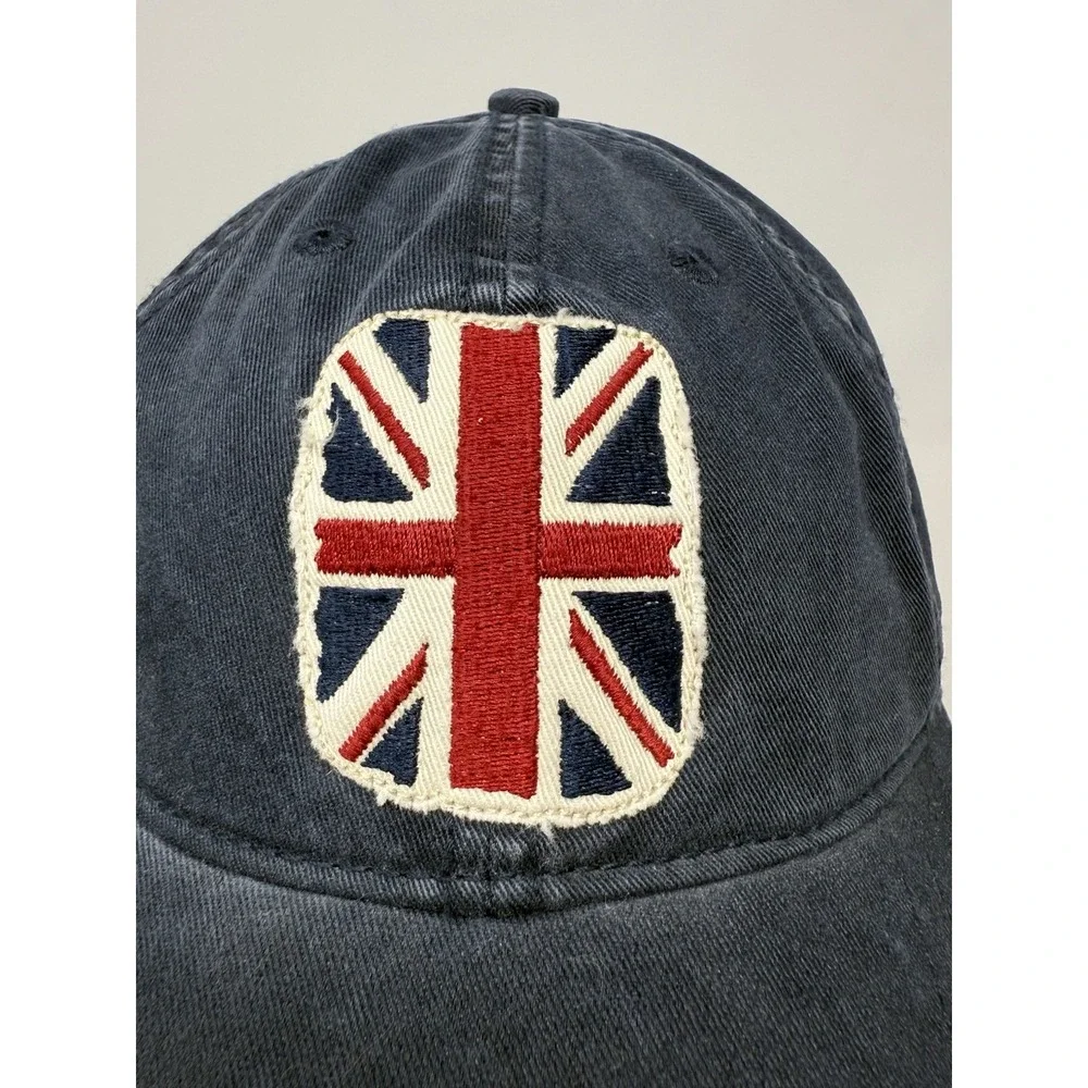 London England Flag Hat Cap Strap Back Blue Distressed One Size Adjustable‎